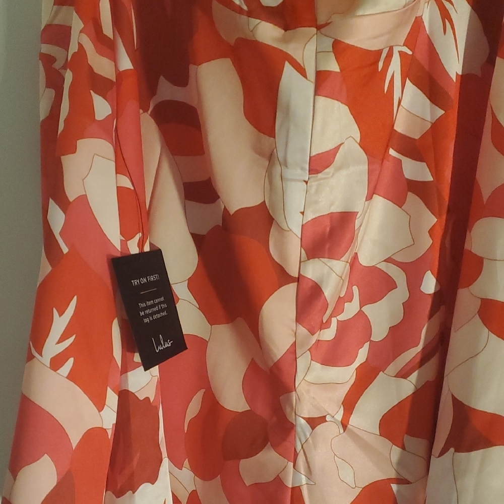 Lulu's Floral Halter Neck Jumpsuit in Red and Cream - Picture 3 of 4